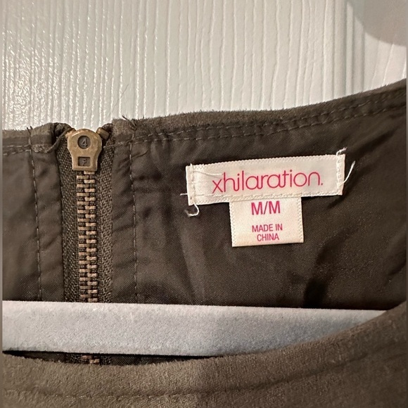 Xhilaration Faux Suede Cutout Dress Army Green with Back Zip Size Medium - Picture 6 of 7